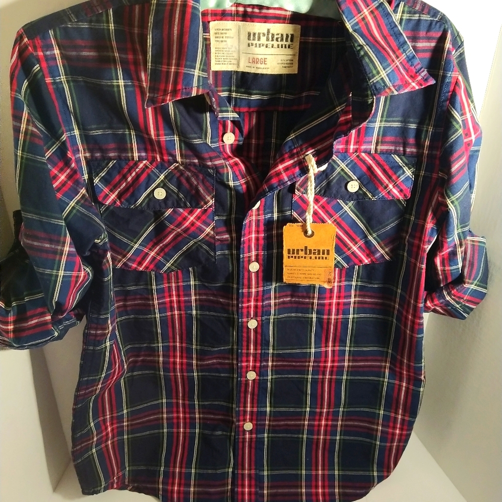 Urban pipeline buffalo checked button up shirt sz